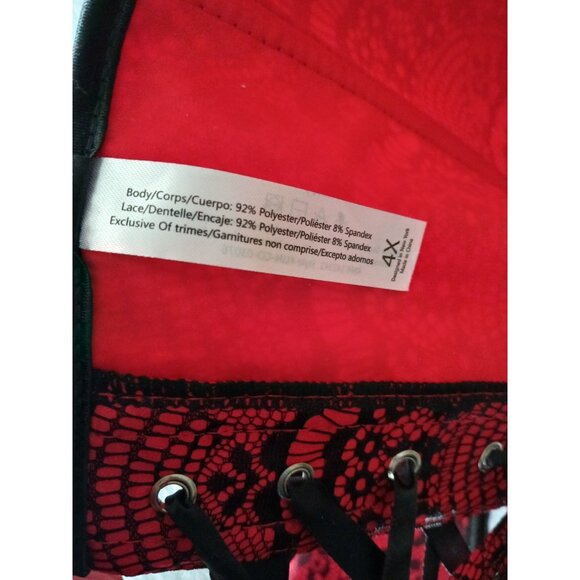 ADORE ME Red Corset Black Lace Size 4X  Gothic Victorian Garter Straps Plus Size - Picture 7 of 7